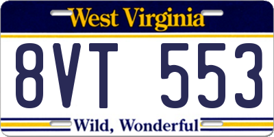 WV license plate 8VT553