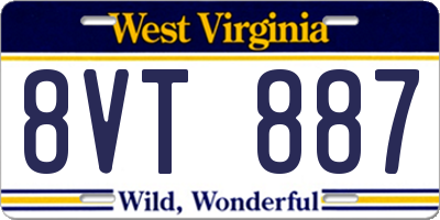 WV license plate 8VT887