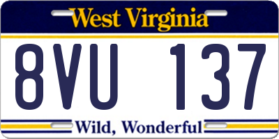 WV license plate 8VU137