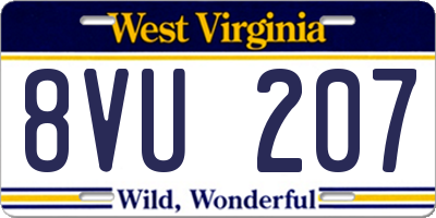 WV license plate 8VU207