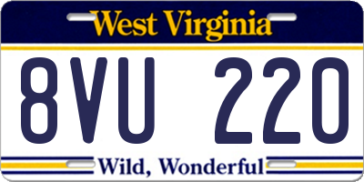 WV license plate 8VU220