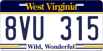 WV license plate 8VU315