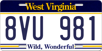 WV license plate 8VU981
