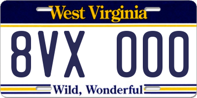 WV license plate 8VX000