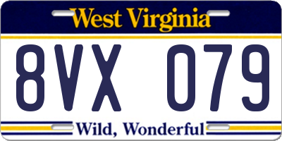 WV license plate 8VX079