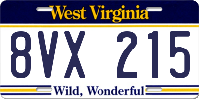 WV license plate 8VX215