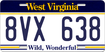WV license plate 8VX638