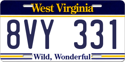 WV license plate 8VY331