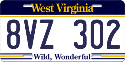 WV license plate 8VZ302