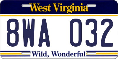 WV license plate 8WA032
