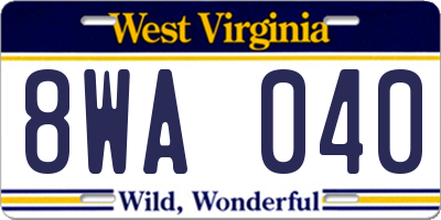 WV license plate 8WA040