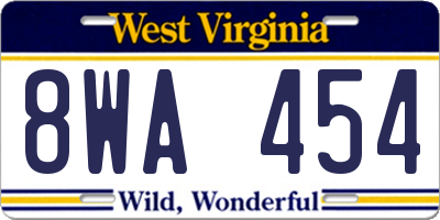 WV license plate 8WA454