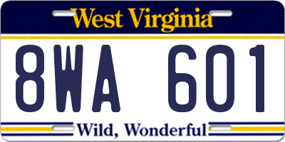 WV license plate 8WA601