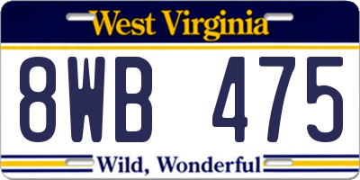 WV license plate 8WB475