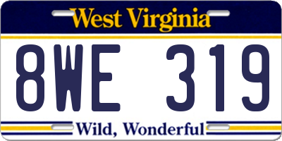 WV license plate 8WE319