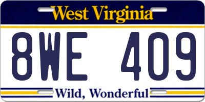 WV license plate 8WE409