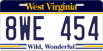 WV license plate 8WE454