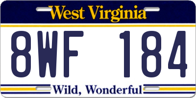 WV license plate 8WF184