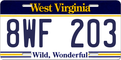 WV license plate 8WF203