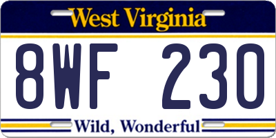 WV license plate 8WF230