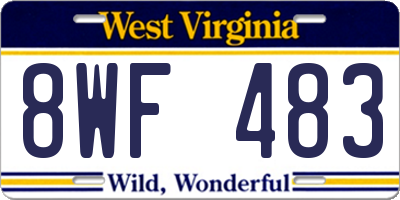 WV license plate 8WF483