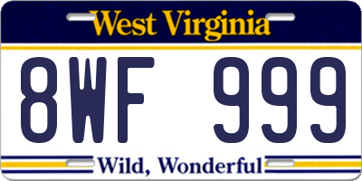 WV license plate 8WF999