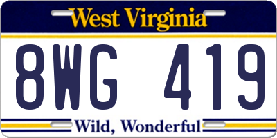 WV license plate 8WG419
