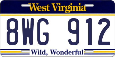 WV license plate 8WG912