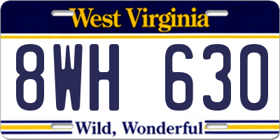 WV license plate 8WH630