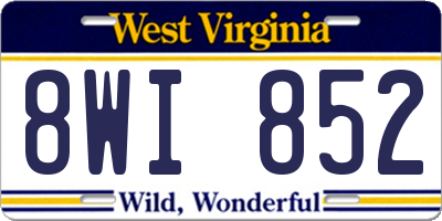WV license plate 8WI852