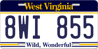 WV license plate 8WI855