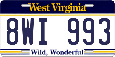 WV license plate 8WI993