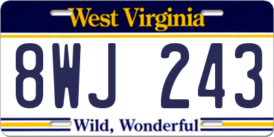 WV license plate 8WJ243