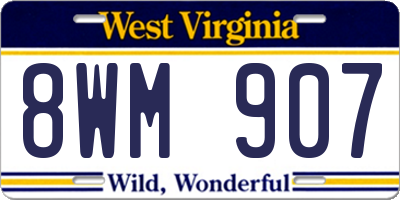 WV license plate 8WM907