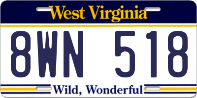 WV license plate 8WN518