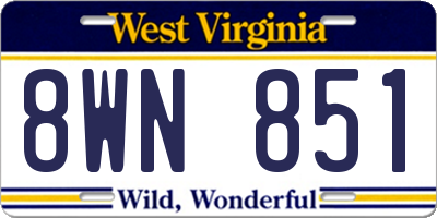 WV license plate 8WN851