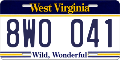 WV license plate 8WO041