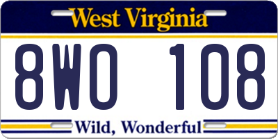 WV license plate 8WO108