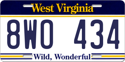 WV license plate 8WO434