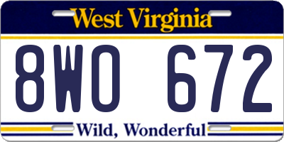 WV license plate 8WO672