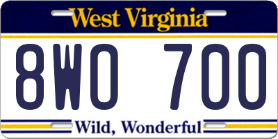 WV license plate 8WO700