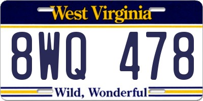 WV license plate 8WQ478
