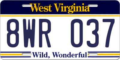 WV license plate 8WR037