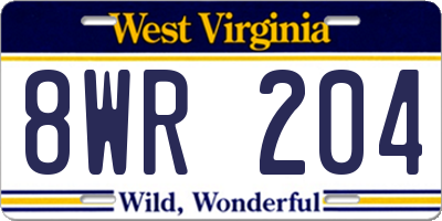 WV license plate 8WR204