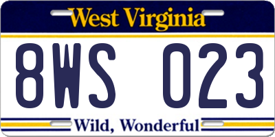 WV license plate 8WS023