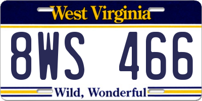 WV license plate 8WS466