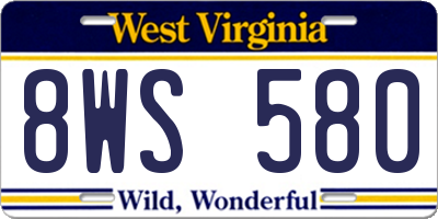 WV license plate 8WS580