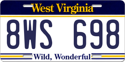 WV license plate 8WS698