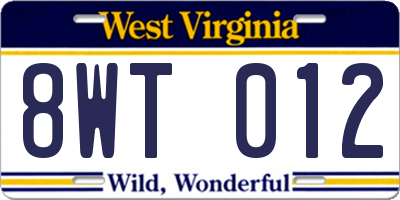 WV license plate 8WT012