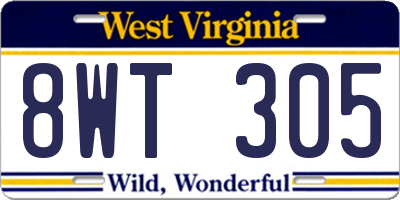 WV license plate 8WT305